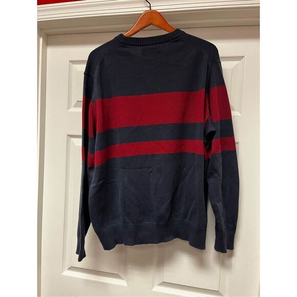 Duluth Trading Co. Navy & Burgundy Stripe Crew Neck Sweater sz XL EUC - Picture 6 of 7